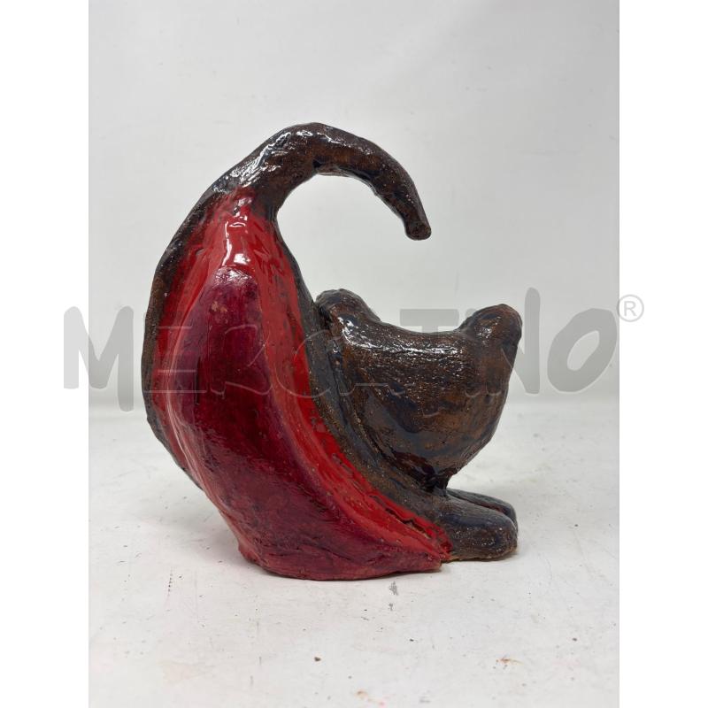 STATUETTA GATTINO COCCIO SMALTATO ROSSO  | Mercatino dell'Usato Roma re di roma 4
