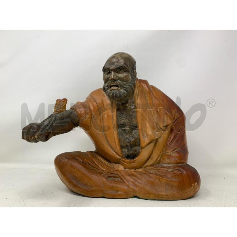 STATUETTA LEGNO PERSONAGGIO GIAPPONESE PUGNO | Mercatino dell'Usato Roma re di roma 1
