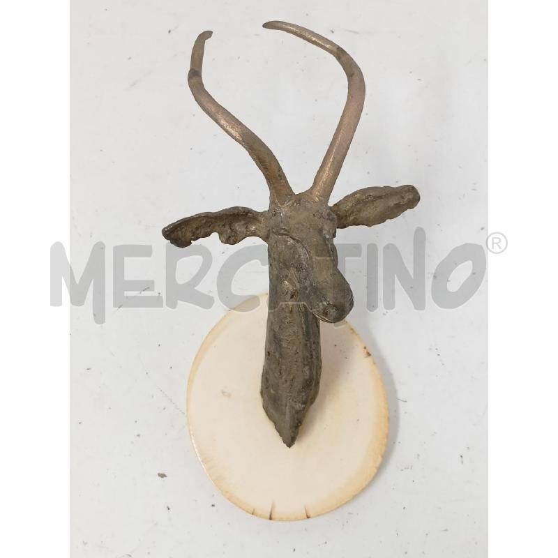 STATUETTA MURO TESTA ANTILOPE BRONZO BASE OSSO | Mercatino dell'Usato Roma re di roma 1