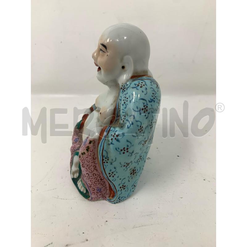 STATUETTA PORCELLANA BUDDHA SEDUTO MANTELLO TURCHESE ROSA DEC FLOREALE | Mercatino dell'Usato Roma re di roma 3
