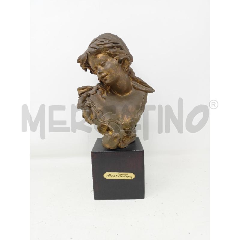 STATUETTA RESINA EFF BRONZO TESTA RAGAZZO BASE NERA | Mercatino dell'Usato Roma re di roma 1