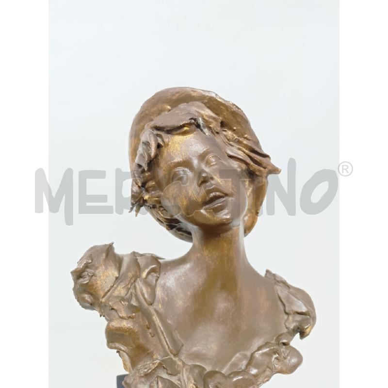 STATUETTA RESINA EFF BRONZO  BUSTO RAGAZZO BASE NERA  | Mercatino dell'Usato Roma re di roma 2