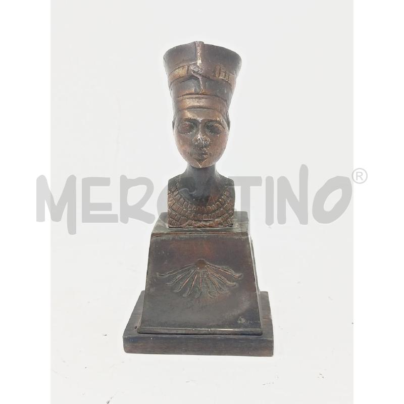 STATUETTA SCULTURA BUSTO BRONZO NEFERTITI REGINA EGITTO BLOCCO LEGNO  | Mercatino dell'Usato Roma re di roma 1