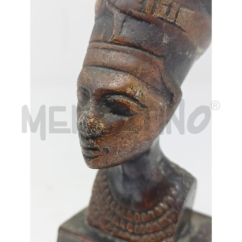 STATUETTA SCULTURA BUSTO BRONZO NEFERTITI REGINA EGITTO BLOCCO LEGNO  | Mercatino dell'Usato Roma re di roma 5