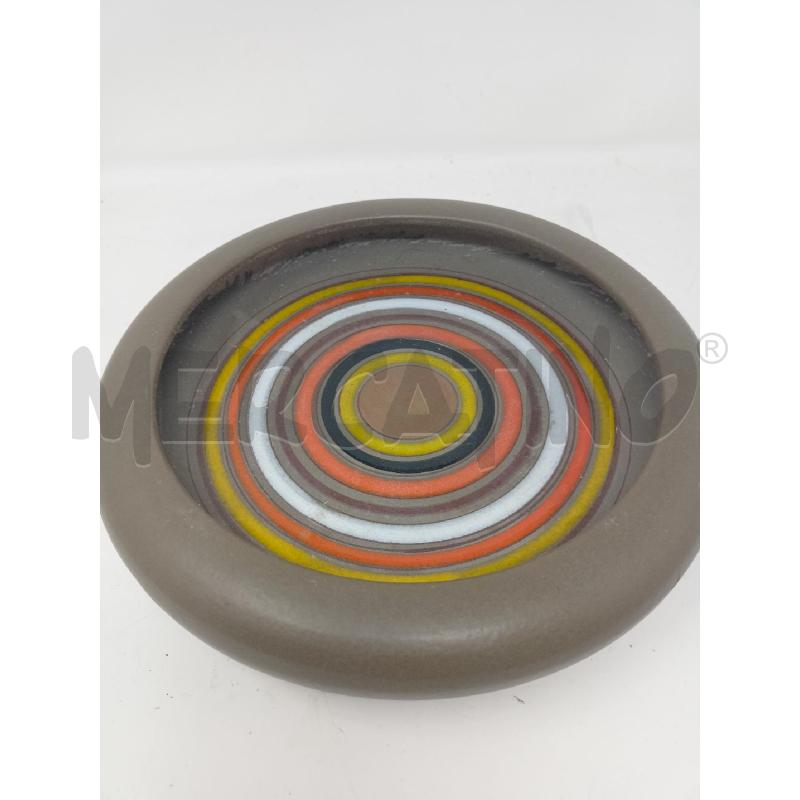 SVUOTA TASCHE CERAMICA TONDO FONDO MARRONE CERCHI GIALLI ARANCIONI | Mercatino dell'Usato Roma re di roma 1