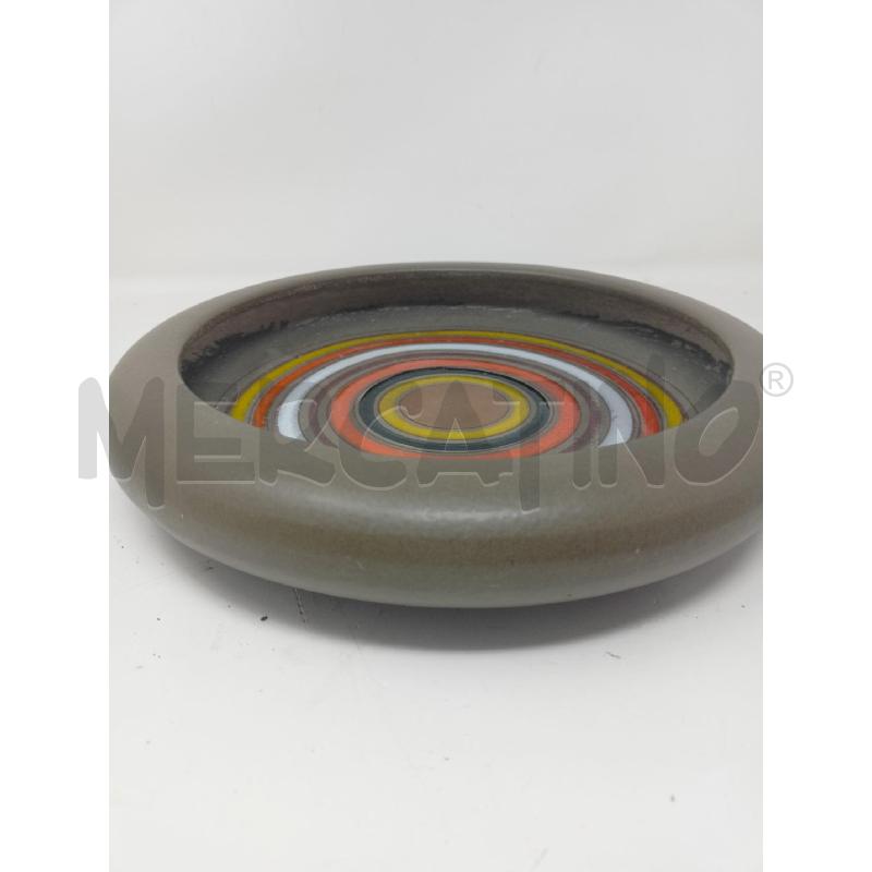 SVUOTA TASCHE CERAMICA TONDO FONDO MARRONE CERCHI GIALLI ARANCIONI | Mercatino dell'Usato Roma re di roma 2