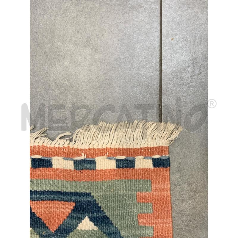 TAPPETO KILIM ARANCIONE AZZURRO GIALLO ESAGONI  | Mercatino dell'Usato Roma re di roma 5