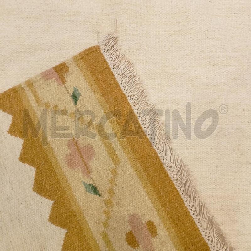TAPPETO LANA ETNICO 140X200 FIORI STILIZZATI CONTORNO BEIGE | Mercatino dell'Usato Roma re di roma 4