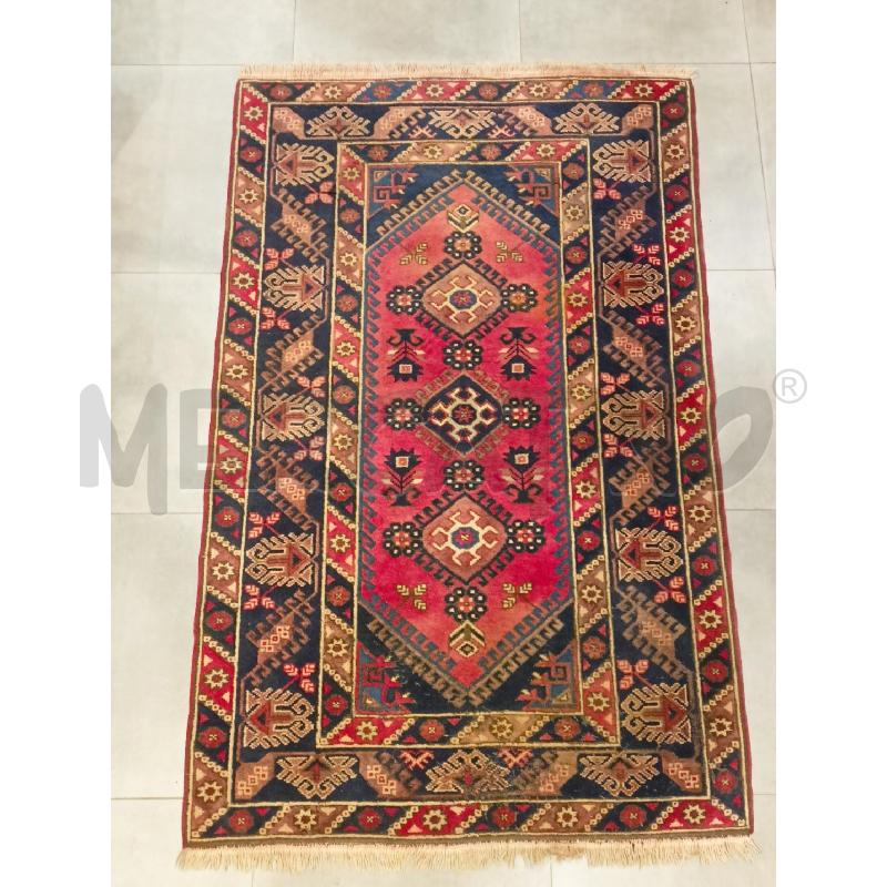 TAPPETO PERSIANO 190X120 RIQUADRO ROSSO BLU DEC GEOMETRICO FOGLIE | Mercatino dell'Usato Roma re di roma 1
