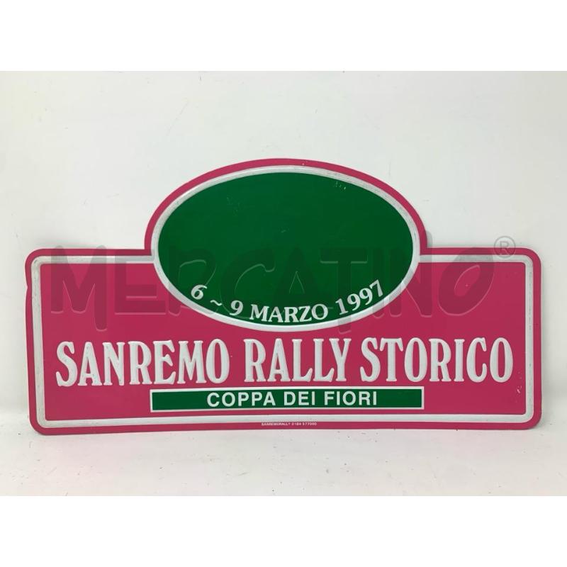 TARGA METALLO RALLY STORICO SANREMO 1997 COPPA FIORI | Mercatino dell'Usato Roma re di roma 1