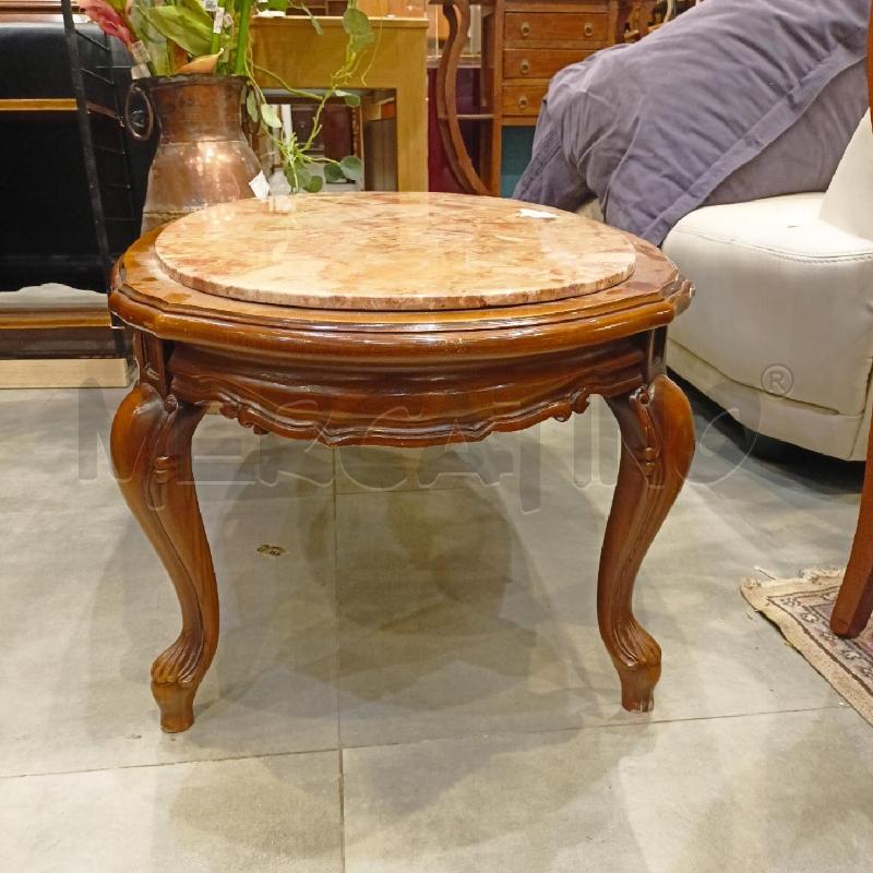 TAVOLINO BASSO OVAL PIANO MARMO ROSA SALMONE STRUTT LEGNO | Mercatino dell'Usato Roma re di roma 3