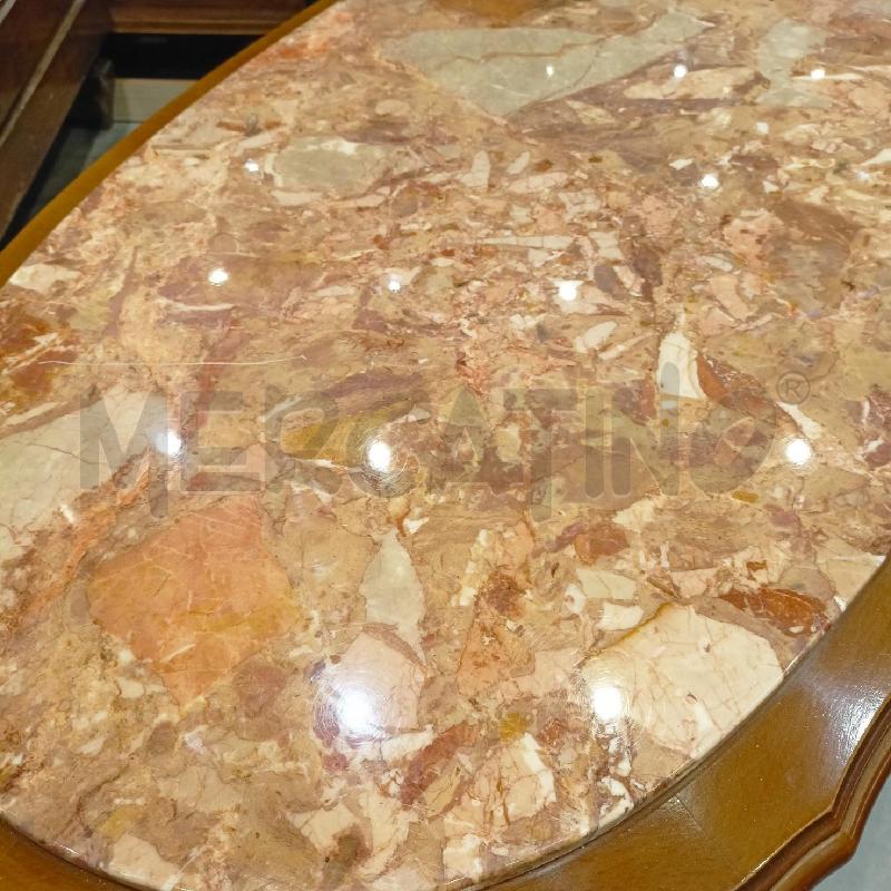 TAVOLINO BASSO OVAL PIANO MARMO ROSA SALMONE STRUTT LEGNO | Mercatino dell'Usato Roma re di roma 4