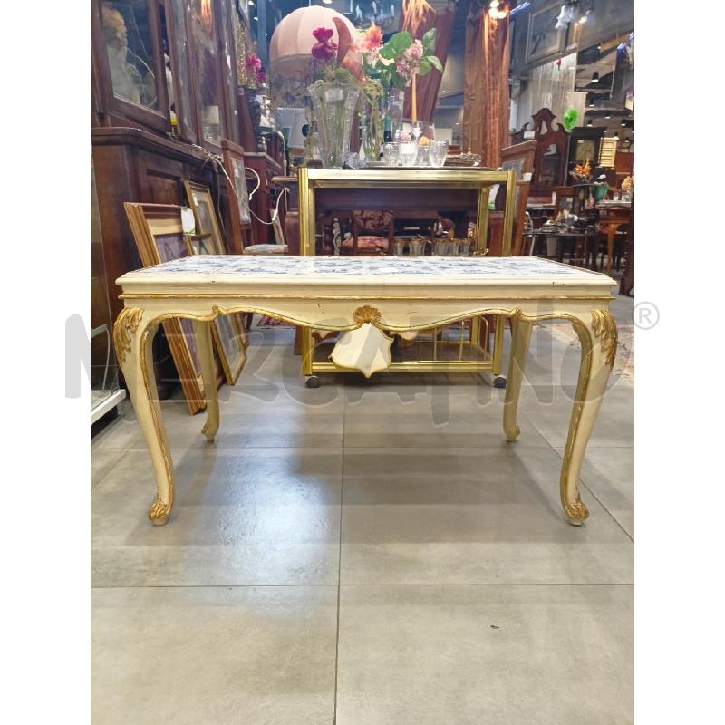 TAVOLINO BASSO STRUTT LEGNO MAIOLICHE CASTELLO BLU DIFETTO  | Mercatino dell'Usato Roma re di roma 1