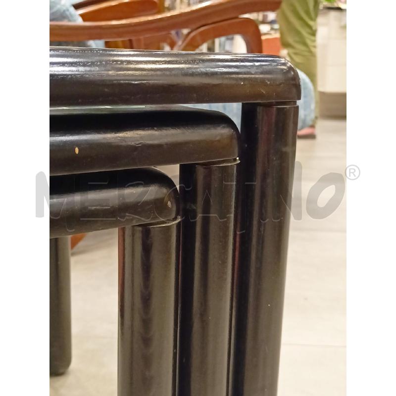 TAVOLINO TRIS TRITTICO LEGNO NERO P VETRO GRIGLIA | Mercatino dell'Usato Roma re di roma 4