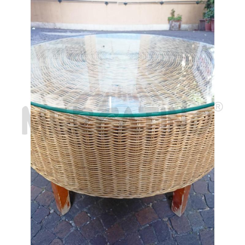 TAVOLO BASSO VIMINI 4 PIED LEGNO + 4 SGABELLI VIMINI | Mercatino dell'Usato Roma re di roma 3