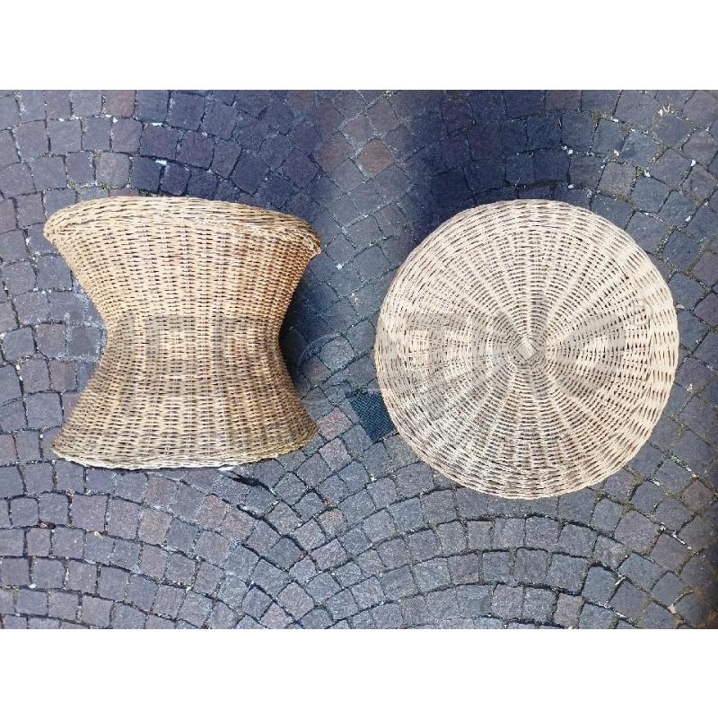 TAVOLO BASSO VIMINI 4 PIED LEGNO + 4 SGABELLI VIMINI | Mercatino dell'Usato Roma re di roma 5