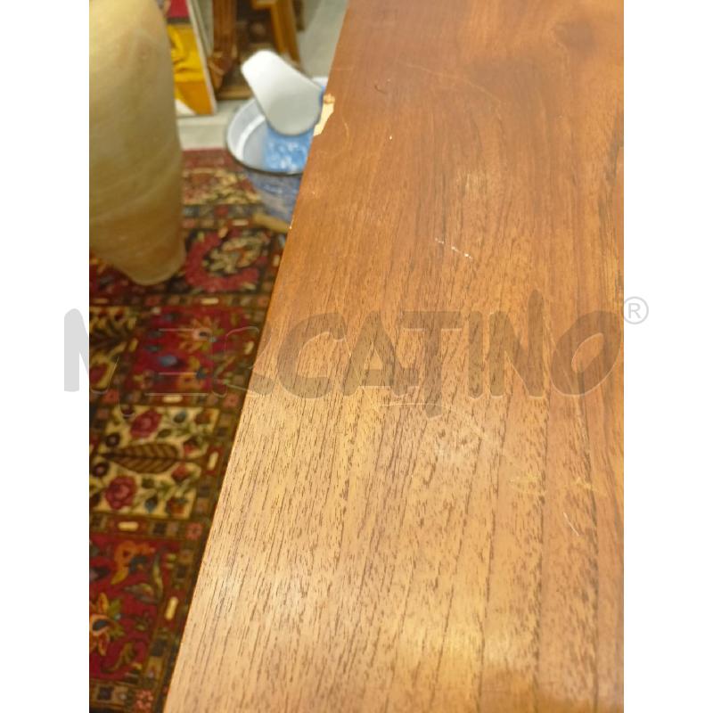TAVOLO TEAK RETTANGOLARE STRONDATO PIEDI FERRO DIFETTI  | Mercatino dell'Usato Roma re di roma 4