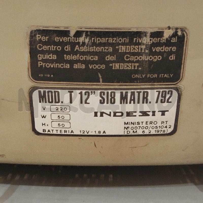 TELEVISORE INDESIT T12 ANNI 70 TEST OK | Mercatino dell'Usato Roma re di roma 4