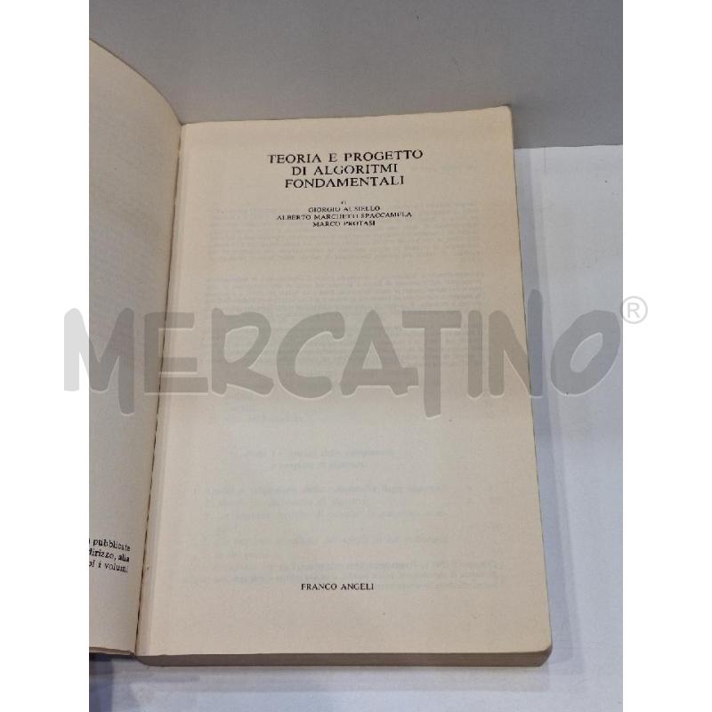 TEORIA E PROGETTO DI ALGORITMI FONDAMENTALI GIORGIO AUSIELLO | Mercatino dell'Usato Roma re di roma 4