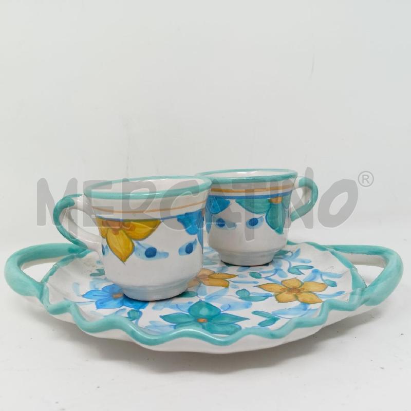 TETE A TETE CERAMICA VELLETRI B AZZURRO FIIRI GIALLI B VASSOIETTO SAGOMATO  | Mercatino dell'Usato Roma re di roma 1