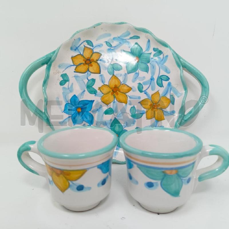 TETE A TETE CERAMICA VELLETRI B AZZURRO FIIRI GIALLI B VASSOIETTO SAGOMATO  | Mercatino dell'Usato Roma re di roma 2