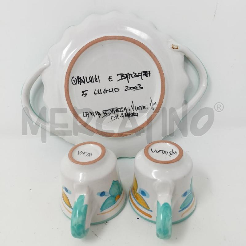 TETE A TETE CERAMICA VELLETRI B AZZURRO FIIRI GIALLI B VASSOIETTO SAGOMATO  | Mercatino dell'Usato Roma re di roma 4