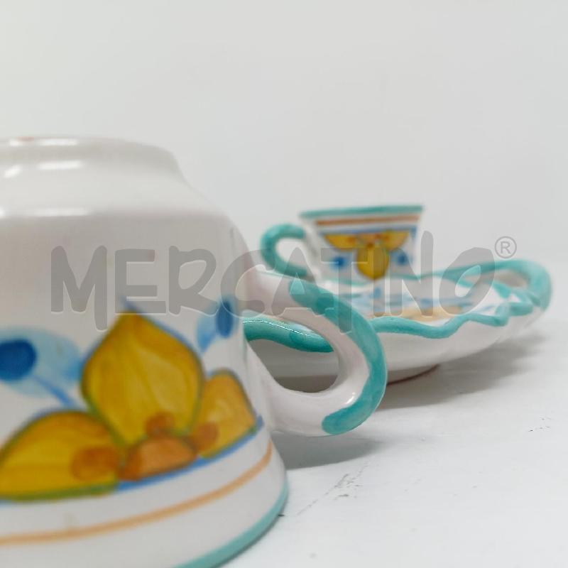 TETE A TETE CERAMICA VELLETRI B AZZURRO FIIRI GIALLI B VASSOIETTO SAGOMATO  | Mercatino dell'Usato Roma re di roma 5