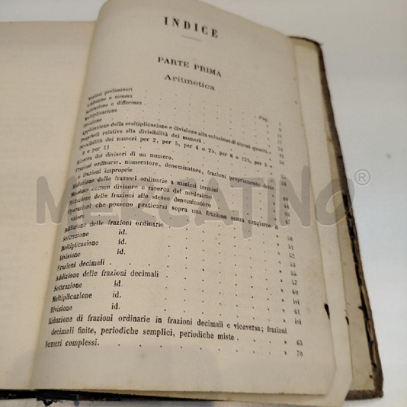 TRATTATO DI ARITMETICA AD USO DELLE SCUOLE DELL'ESERCITO 1870 MINISTERO DELLA GUERRA | Mercatino dell'Usato Roma re di roma 3