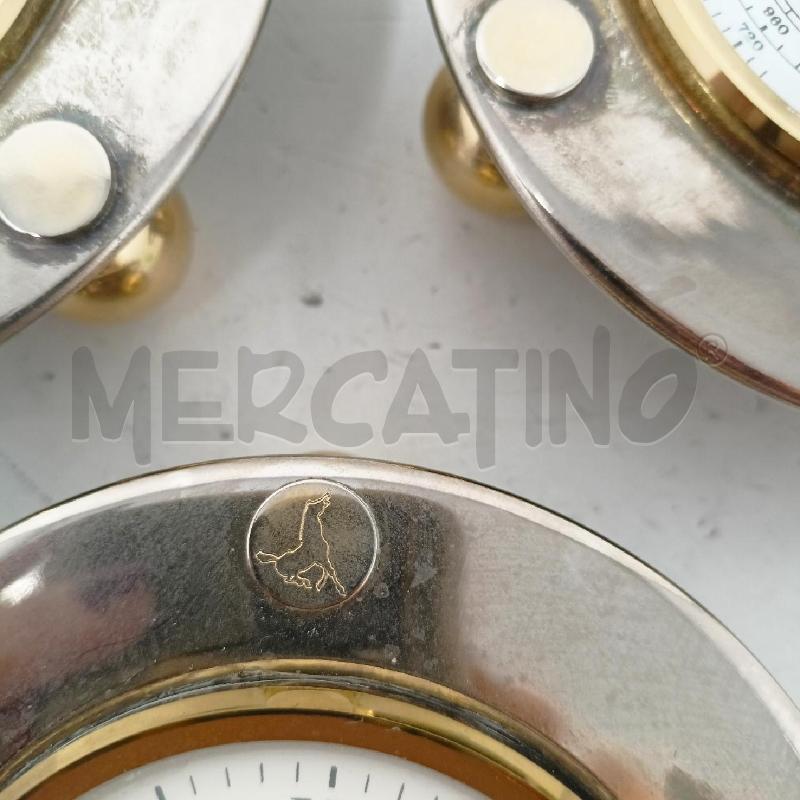 TRIS OROLOGIO BAROMETRO TERMOMETRO METALLO TONDI 3 PIEDINI OTTONE  | Mercatino dell'Usato Roma re di roma 2