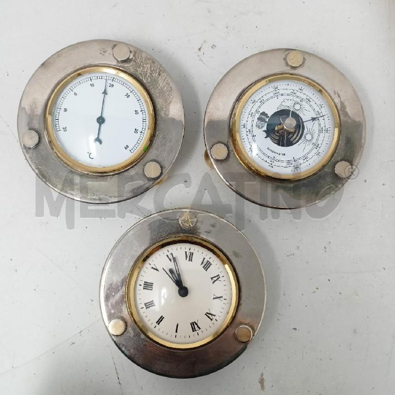 TRIS OROLOGIO BAROMETRO TERMOMETRO METALLO TONDI 3 PIEDINI OTTONE  | Mercatino dell'Usato Roma re di roma 4