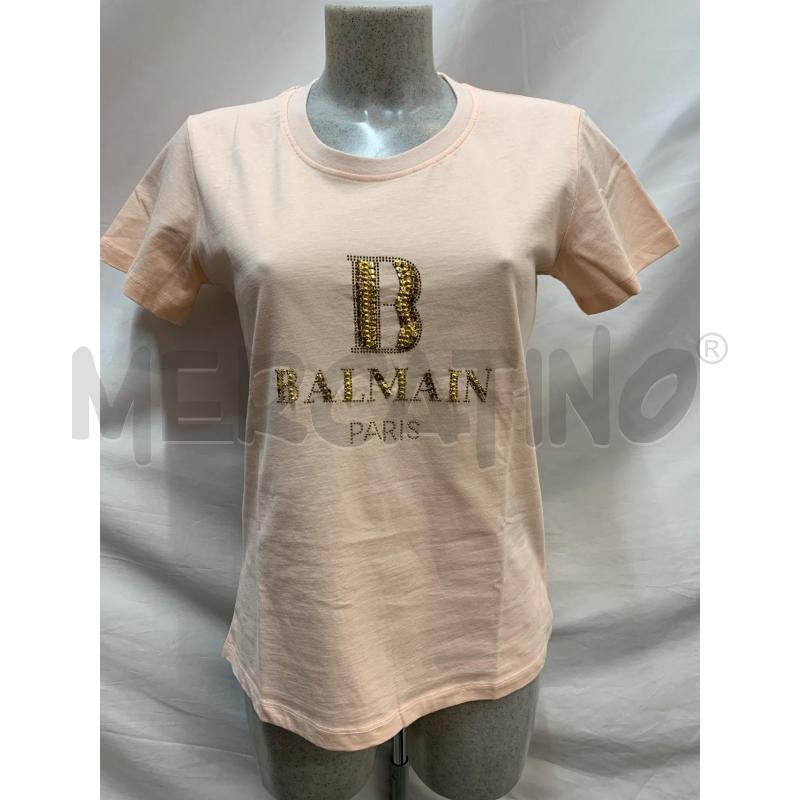 T SHIRT DONNA BALMAIN ROSA PAILLETTE GOLD  | Mercatino dell'Usato Roma re di roma 1