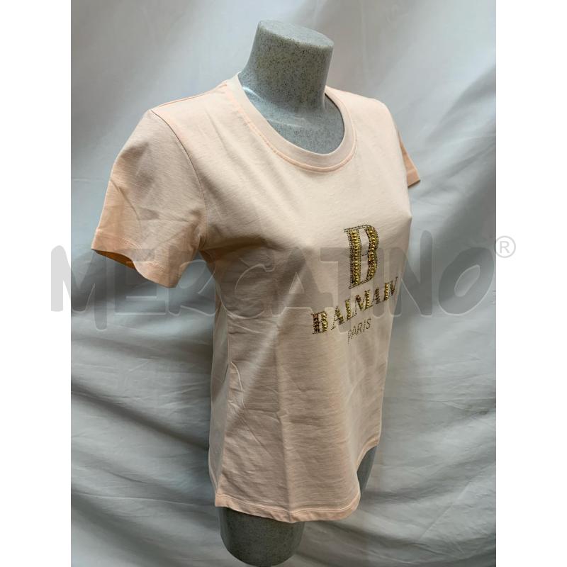 T SHIRT DONNA BALMAIN ROSA PAILLETTE GOLD  | Mercatino dell'Usato Roma re di roma 2