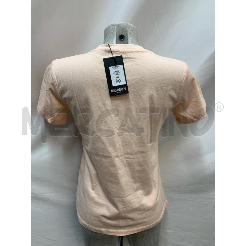 T SHIRT DONNA BALMAIN ROSA PAILLETTE GOLD  | Mercatino dell'Usato Roma re di roma 3