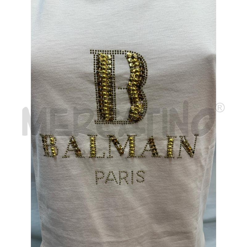 T SHIRT DONNA BALMAIN ROSA PAILLETTE GOLD  | Mercatino dell'Usato Roma re di roma 4