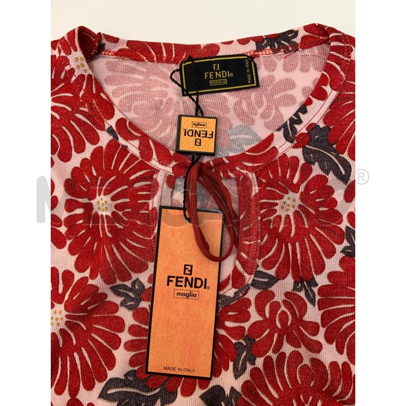 T SHIRT DONNA FENDI VINTAGE FIORI ROSSO | Mercatino dell'Usato Roma re di roma 4