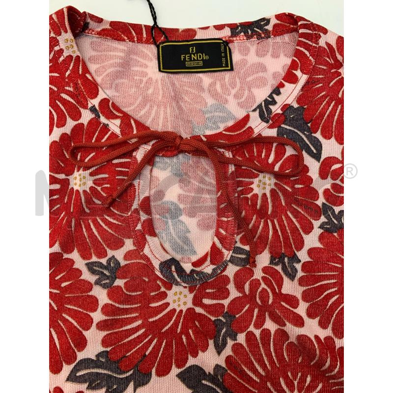 T SHIRT DONNA FENDI VINTAGE FIORI ROSSO | Mercatino dell'Usato Roma re di roma 5