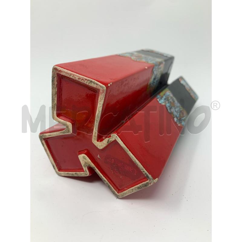 VASETTO 3 CUBI CERAMICA '60 ROSSO NERO STRIATO  | Mercatino dell'Usato Roma re di roma 3
