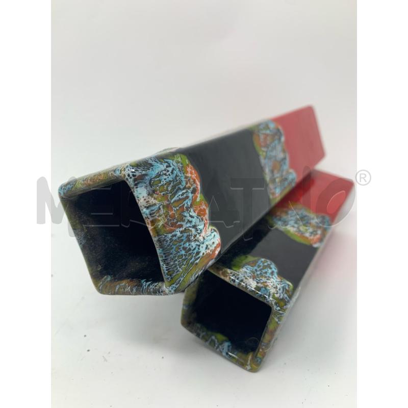 VASETTO 3 CUBI CERAMICA '60 ROSSO NERO STRIATO  | Mercatino dell'Usato Roma re di roma 4