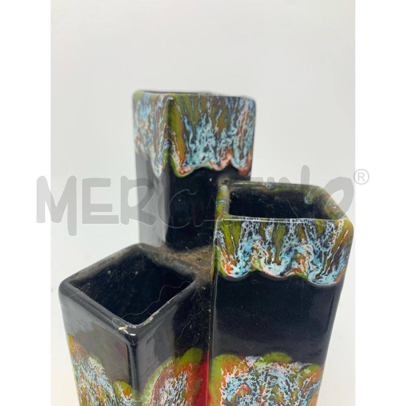 VASETTO 3 CUBI CERAMICA '60 ROSSO NERO STRIATO  | Mercatino dell'Usato Roma re di roma 5