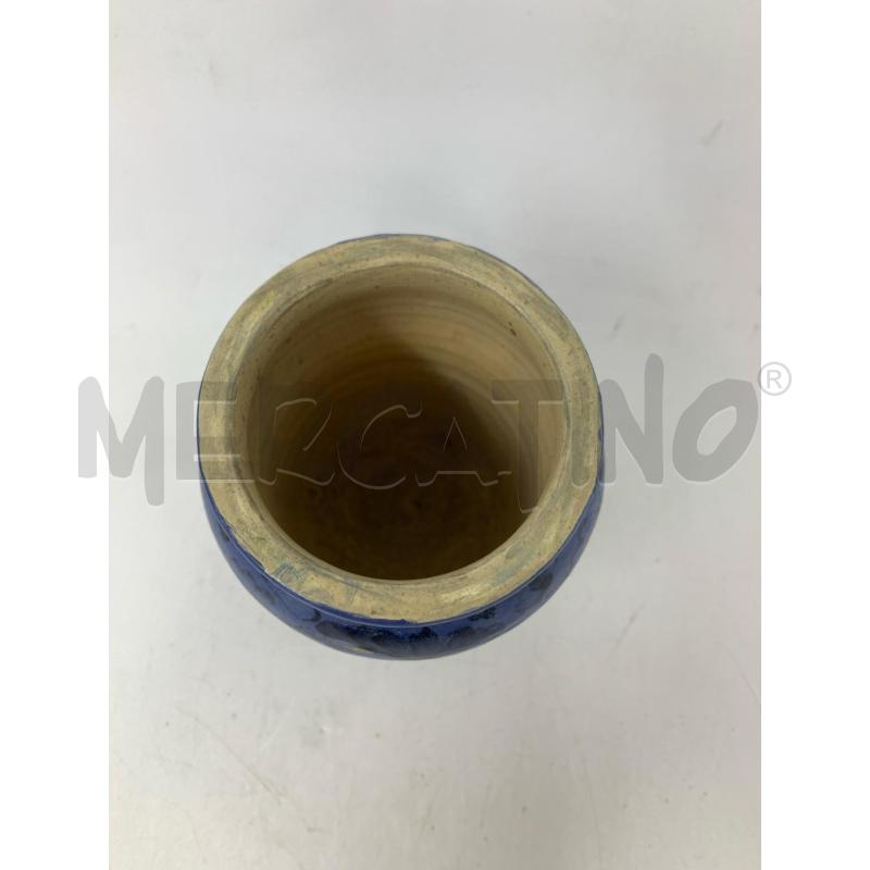 VASETTO ALBARELLO CERAMICA AVENA FONDO BLU FOGLIE | Mercatino dell'Usato Roma re di roma 2