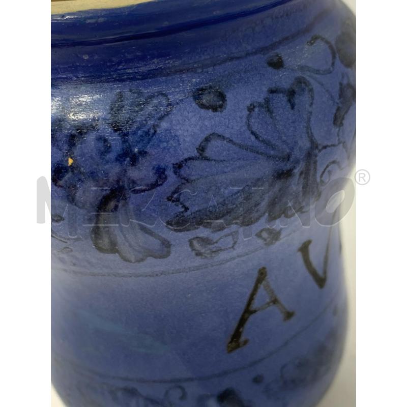 VASETTO ALBARELLO CERAMICA AVENA FONDO BLU FOGLIE | Mercatino dell'Usato Roma re di roma 3