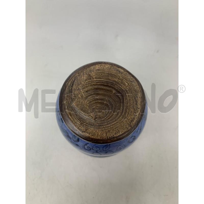 VASETTO ALBARELLO CERAMICA AVENA FONDO BLU FOGLIE | Mercatino dell'Usato Roma re di roma 4