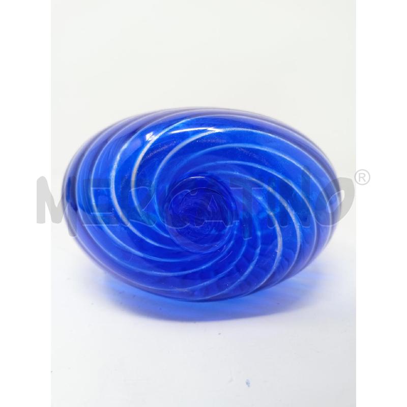 VASETTO VETRO BLU A FASCI TRASPARENTE SPIRALI COLLO STRETTO | Mercatino dell'Usato Roma re di roma 5