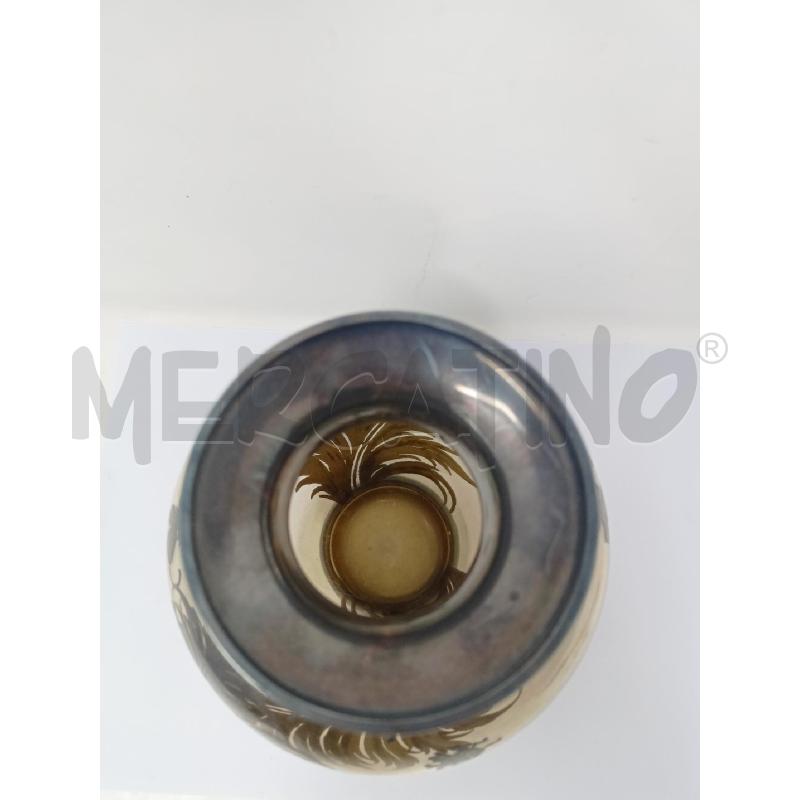 VASETTO VETRO FUME DEC FOGLIE FARFALLE SILVER BOMBATO | Mercatino dell'Usato Roma re di roma 2