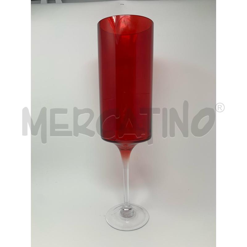 VASO A CALICE VETRO ROSSO CILINDR | Mercatino dell'Usato Roma re di roma 1