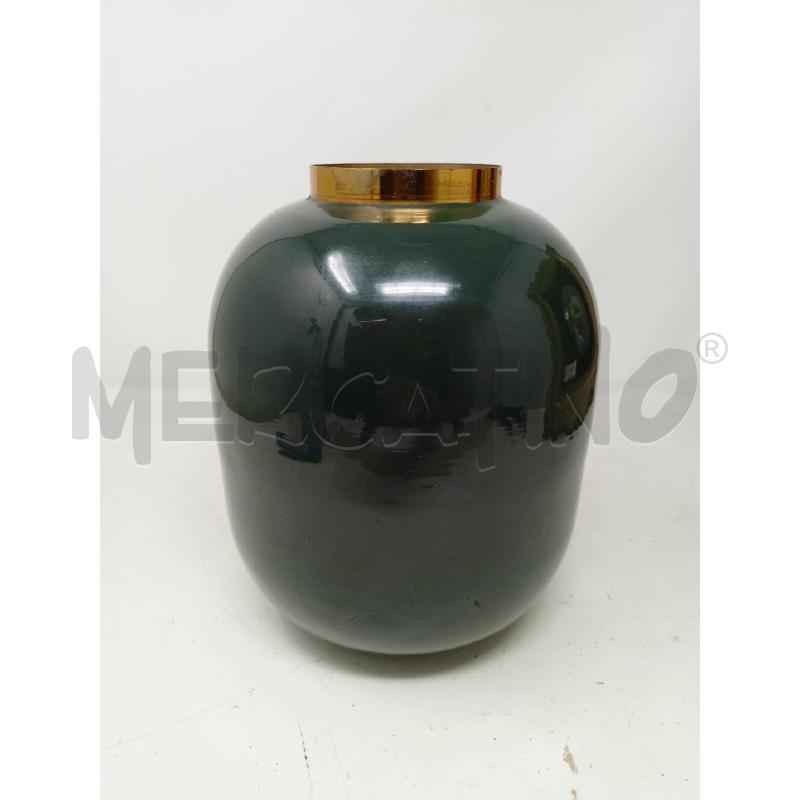 VASO BRONZO SMALTATO VERDE BOMBATO  | Mercatino dell'Usato Roma re di roma 1