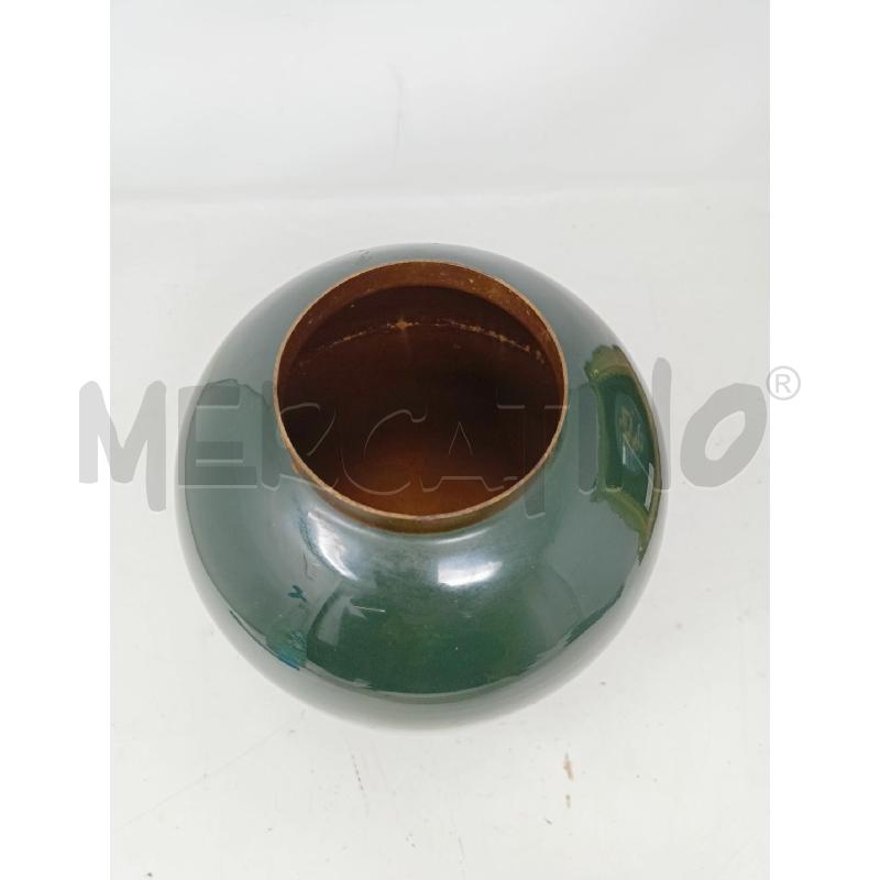 VASO BRONZO SMALTATO VERDE BOMBATO  | Mercatino dell'Usato Roma re di roma 2