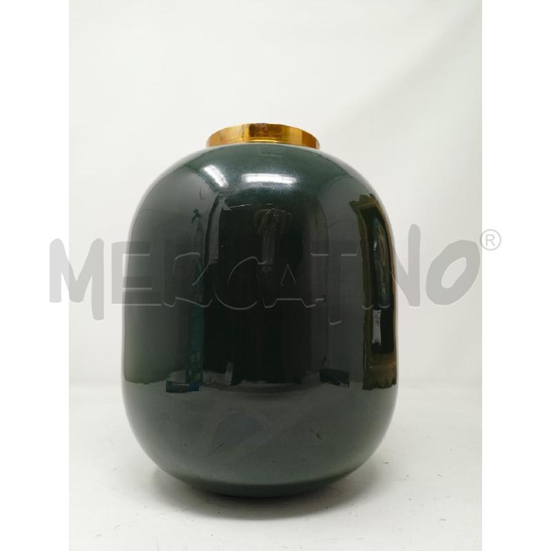 VASO BRONZO SMALTATO VERDE BOMBATO  | Mercatino dell'Usato Roma re di roma 3