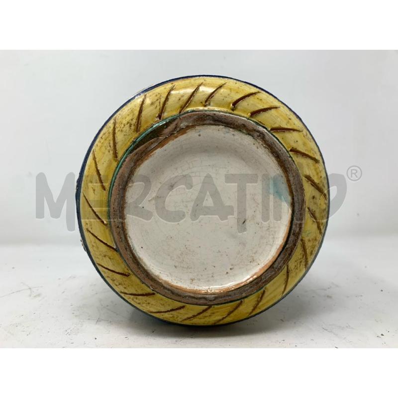 VASO CACHEPOT TERRACOTTA DEC FIORE GIALLO BORDO BLU DIFETTI | Mercatino dell'Usato Roma re di roma 4