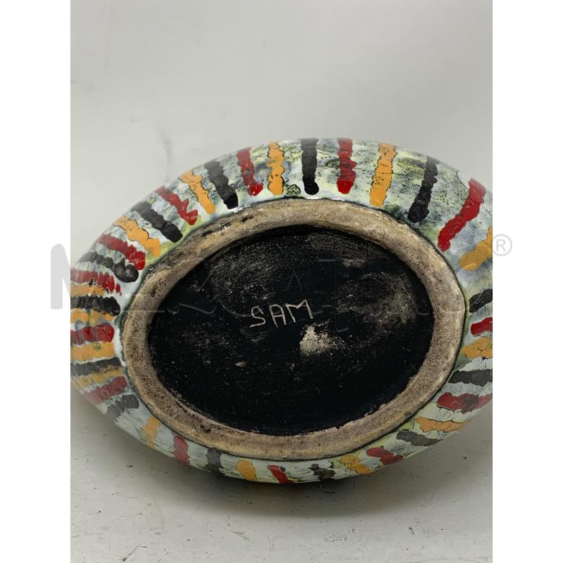 VASO CARAFFA CERAMICA SAM DEC LINEE ROSSE GIALLE NERE FONDO BIANCO | Mercatino dell'Usato Roma re di roma 4